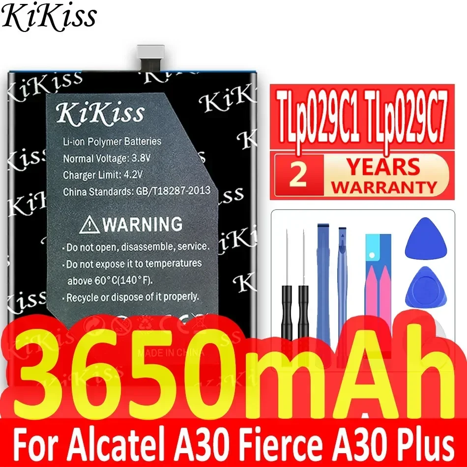 KiKiss Battery New 3650mAh TLp029C7 for Alcatel 3C/for Alcatel 3V A30 Fierce A30 Plus A30Plus Mobile Phone