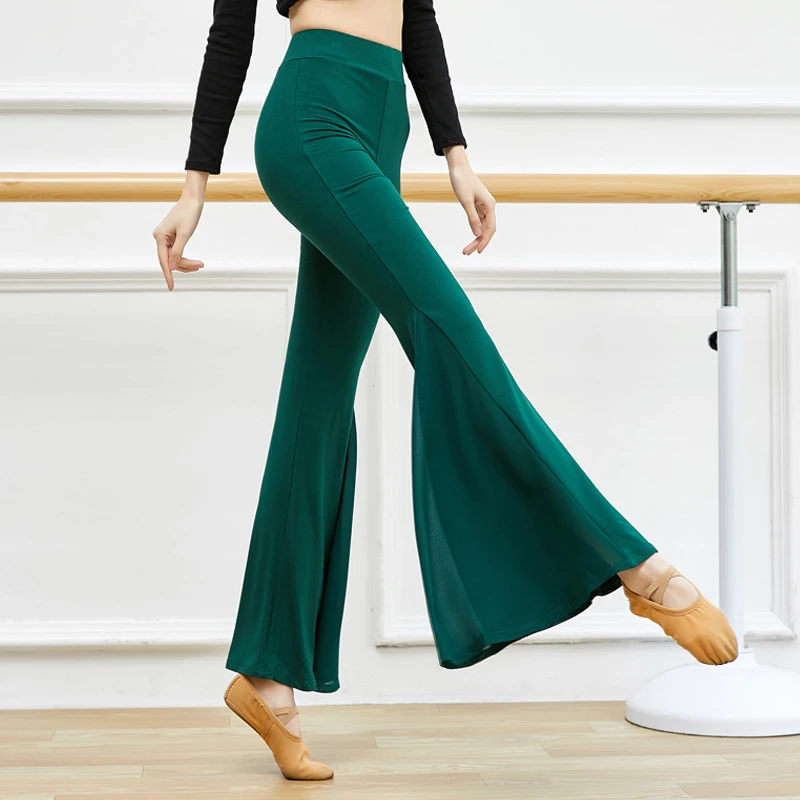 Frühling Herbst Frauen Latin Dance Hosen Bauchtanz Erwachsene Breite Bein Ausgestelltes Hosen Klassischen Tanz Praxis Leistung Kostüm