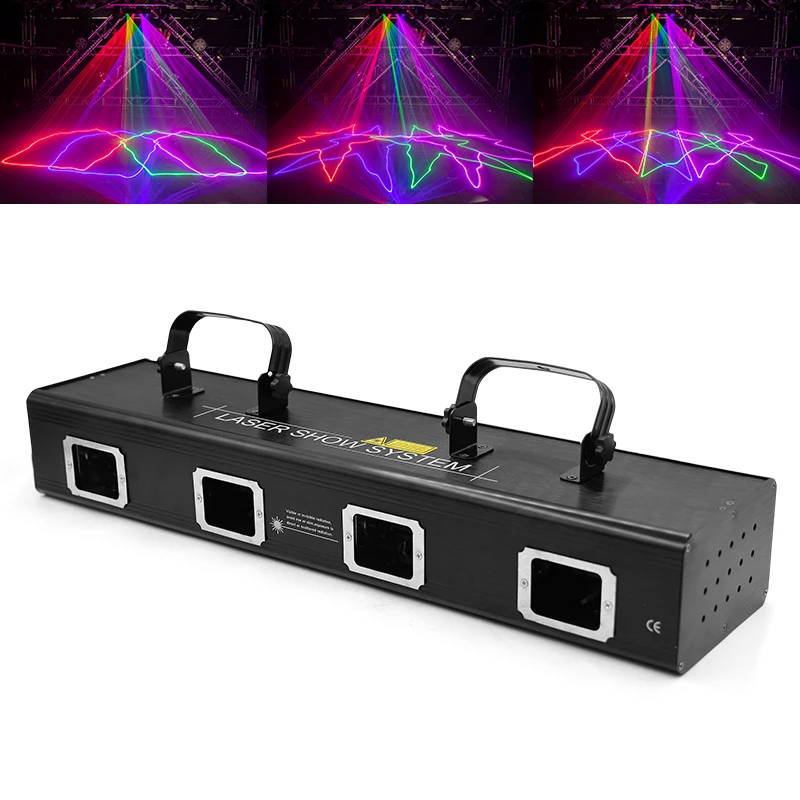 JCDG 4หัวไฟเลเซอร์สีเลเซอร์4 In 1 DMX512 RGB Stage เลเซอร์โปรเจคเตอร์สำหรับดิสโก้ DJ Party Dance ชั้นบาร์