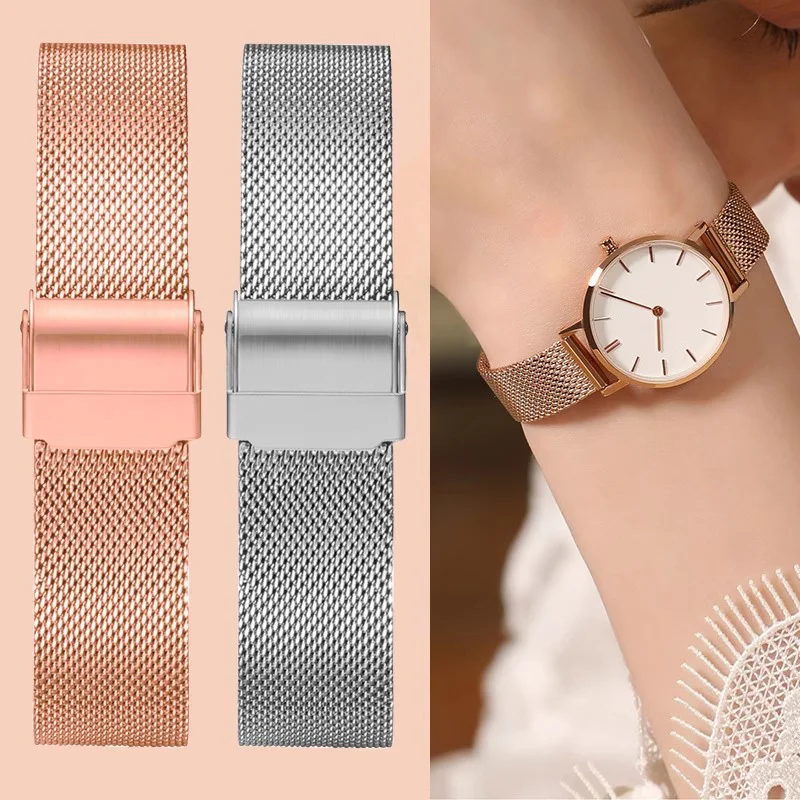 For DW Watch Steel Band Mesh Strap for Daniel Wellington Watch Band Metal Ultra-thin Universal Stainless Steel Bracelet 10-22 mm