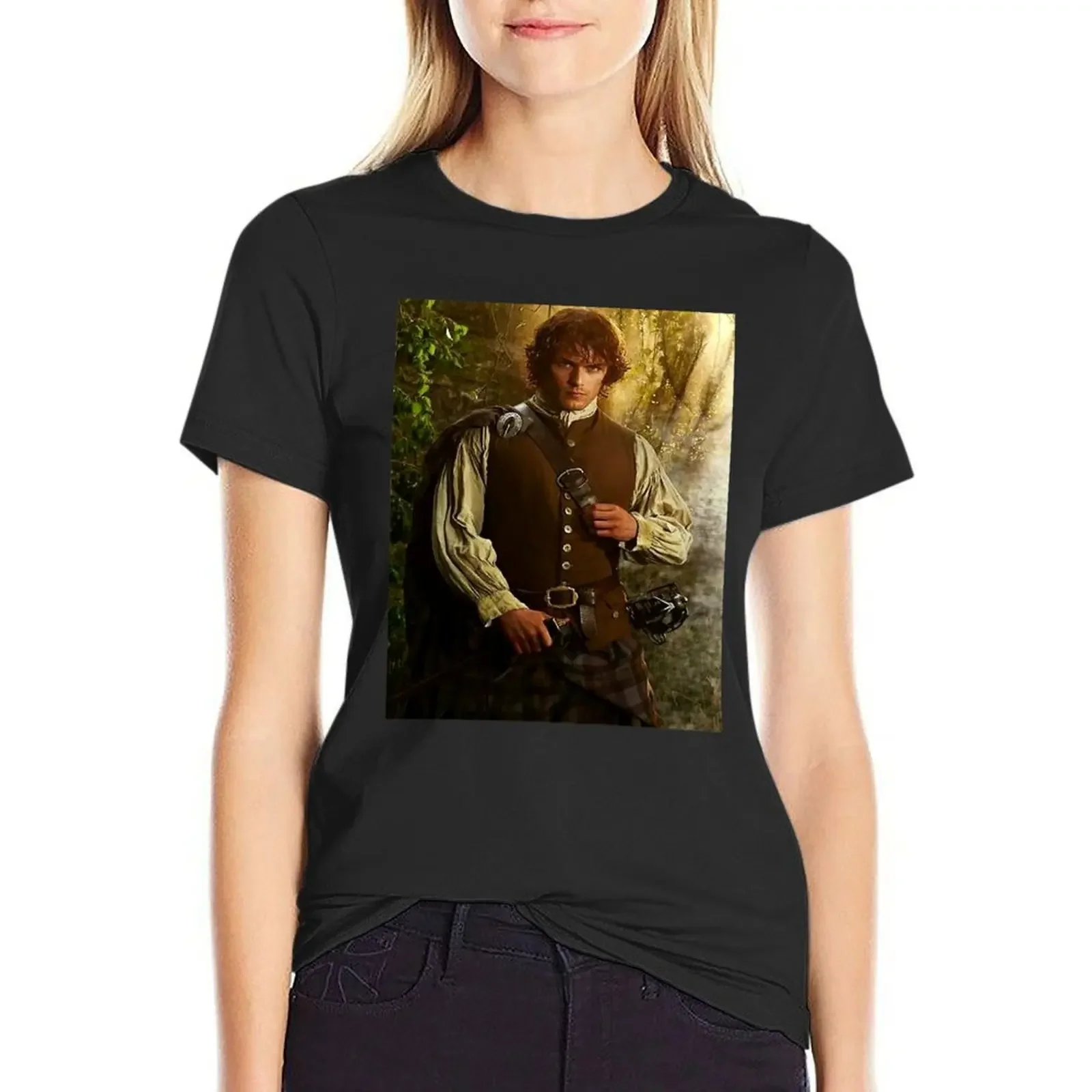 

Sam Heughan T-shirt summer top korean fashion western t-shirt dress for Women