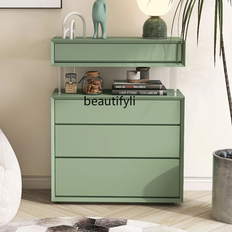 

Italian Minimalist Paint Suspension Living Room Storage Solid Wood Chest of Drawer Bedroom Bed Front Cabinet