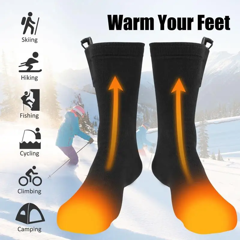 Electric Winter Heated Socks USB Fever Socks 55℃ Foot Warmer Heated Socks With Battery Foot Warmer Heating Socks Ski Winter