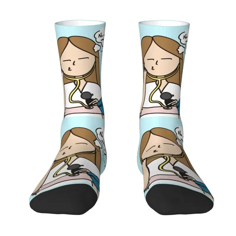 Cute Printing Enfermera En Apuros Doctor Nurse Medical Socks for Women Men Stretchy Summer Autumn Winter Crew Socks