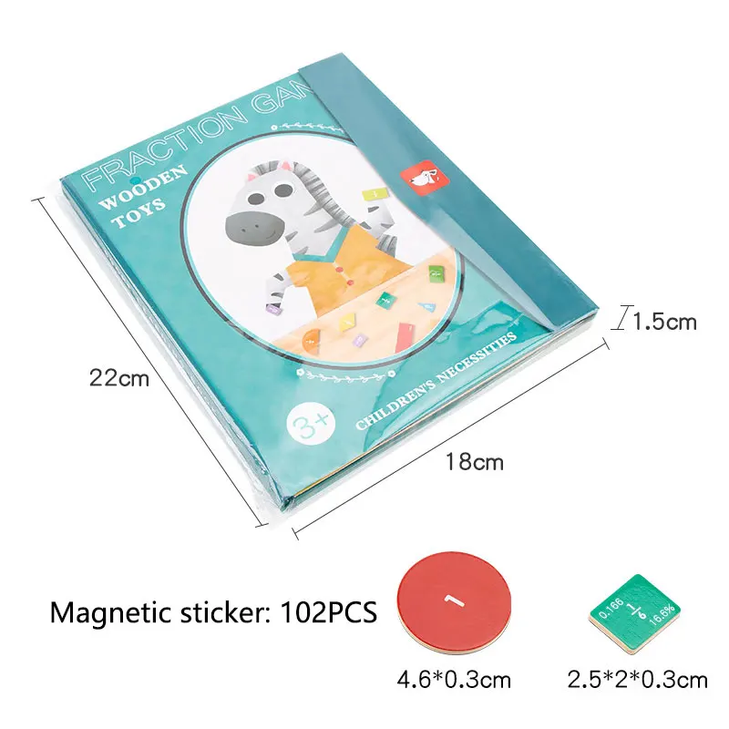 Children Magnetic Fraction Learning Math Toys Wooden Fraction Book Set Parish Teaching Aids Arithmetic Learning Educational Toys