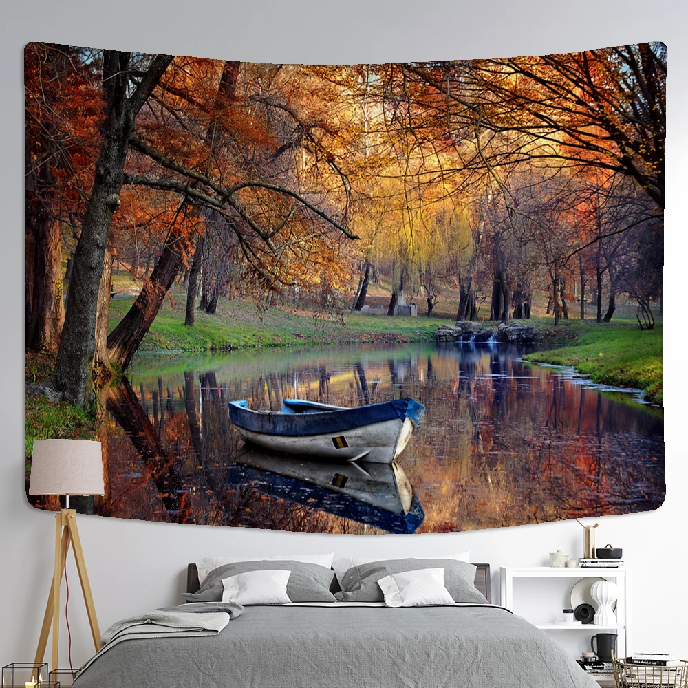 Beautiful Natural Forest Landscape Print Pattern Tapestry Home Living Room Bedroom Wall Decor Backdrop Cloth