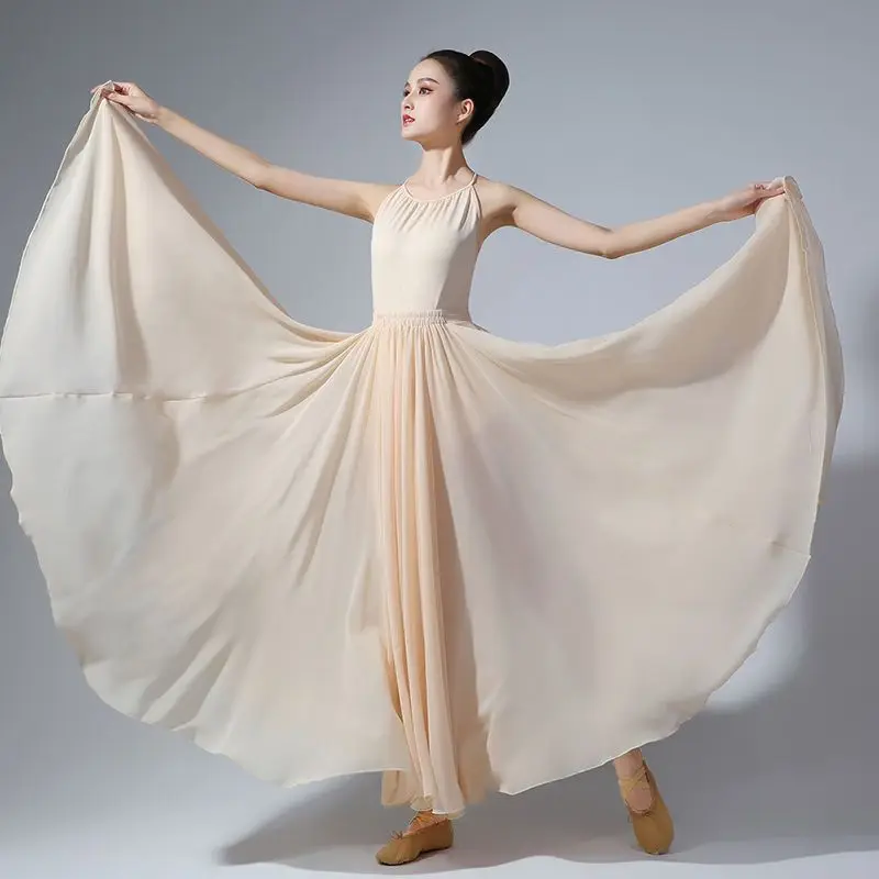 Classical dance attire, women's flowing 720 degree large swing skirt, photo dance, half body skirt, dance practice, gauze skirt