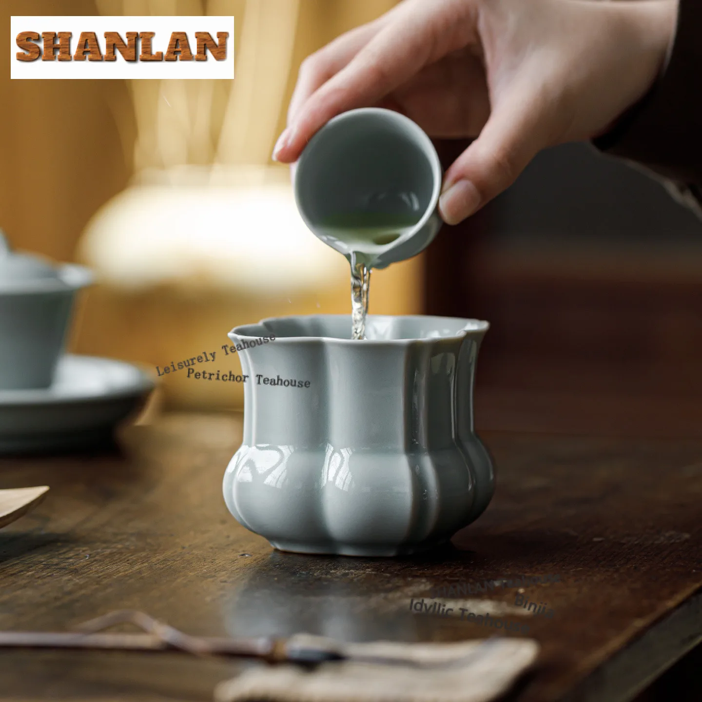 

270ml Sky Blue Ru Kiln Porcelain Lilac Jianshui Tea Cup Wash Water Washing Slag Tank Household Chaxi Tea Ceremony Decoration