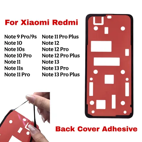 1PCS Tested Waterproof Adhesive Back Housing Battery Cover Glue Sticker For Xiaomi Redmi Note 10 7 8 9 11 4G 12 Pro Plus 11S 9S