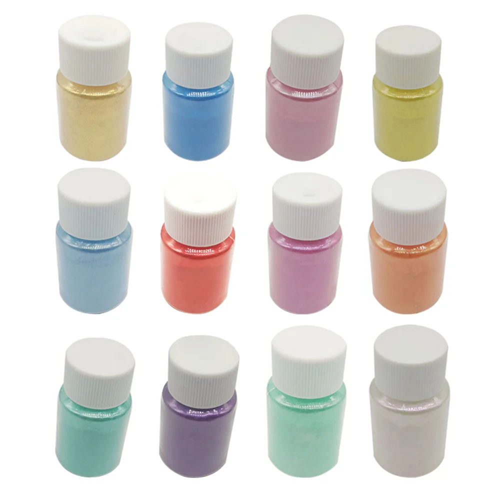 12pçs pigmento de pérola em pó de mica, cores sortidas para artesanato, sabonete, banho, arte de unha, faça você mesmo, glitter de grau natural