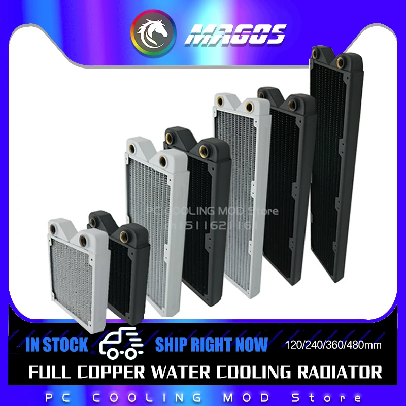 Full Copper Radiator 120/240/360/480mm*27mm Computer Water Cooled Row black/white Heat Exchanger For PC Water Cooling system