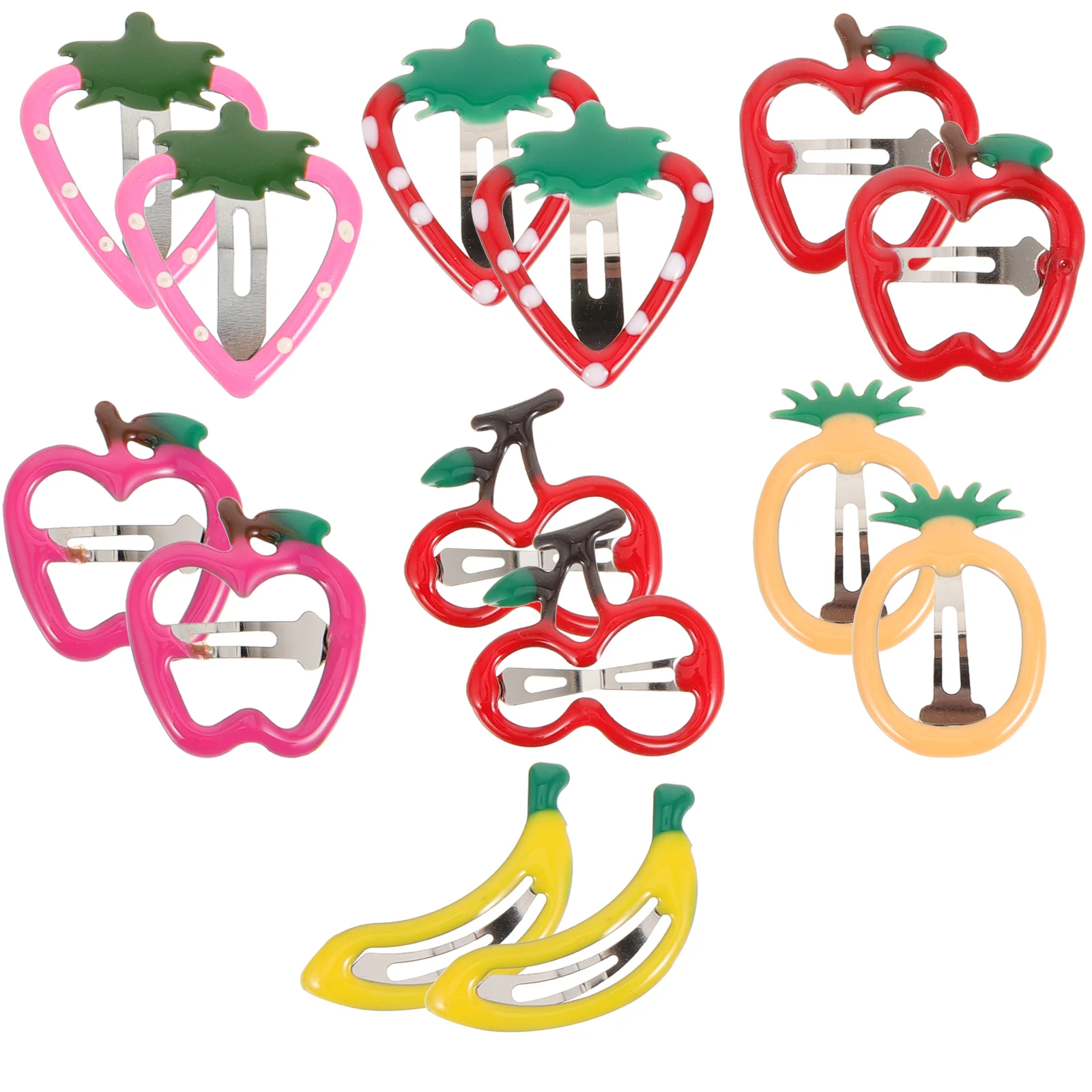 

14pcs Adorable Hair Clip Fruit Shaped Hair Pin Bobby Pin Hair Barrette for Kids Girls (Red + Pink + Banana + Yellow Pineapple