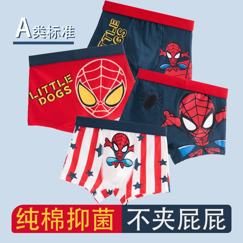 

4pcs/set Miniso Spider-Man Children Underpant Marvel Series Cool Breathable Brie Boy Underwear Cotton Boxer Short Christmas Gift