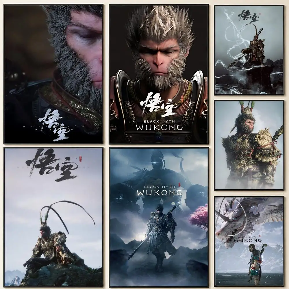 Game B-Black M-Myth W-Wukong Poster HD Self Adhesive Wall Poster Waterproof Removable No Fade for Bedroom Living Room Decor