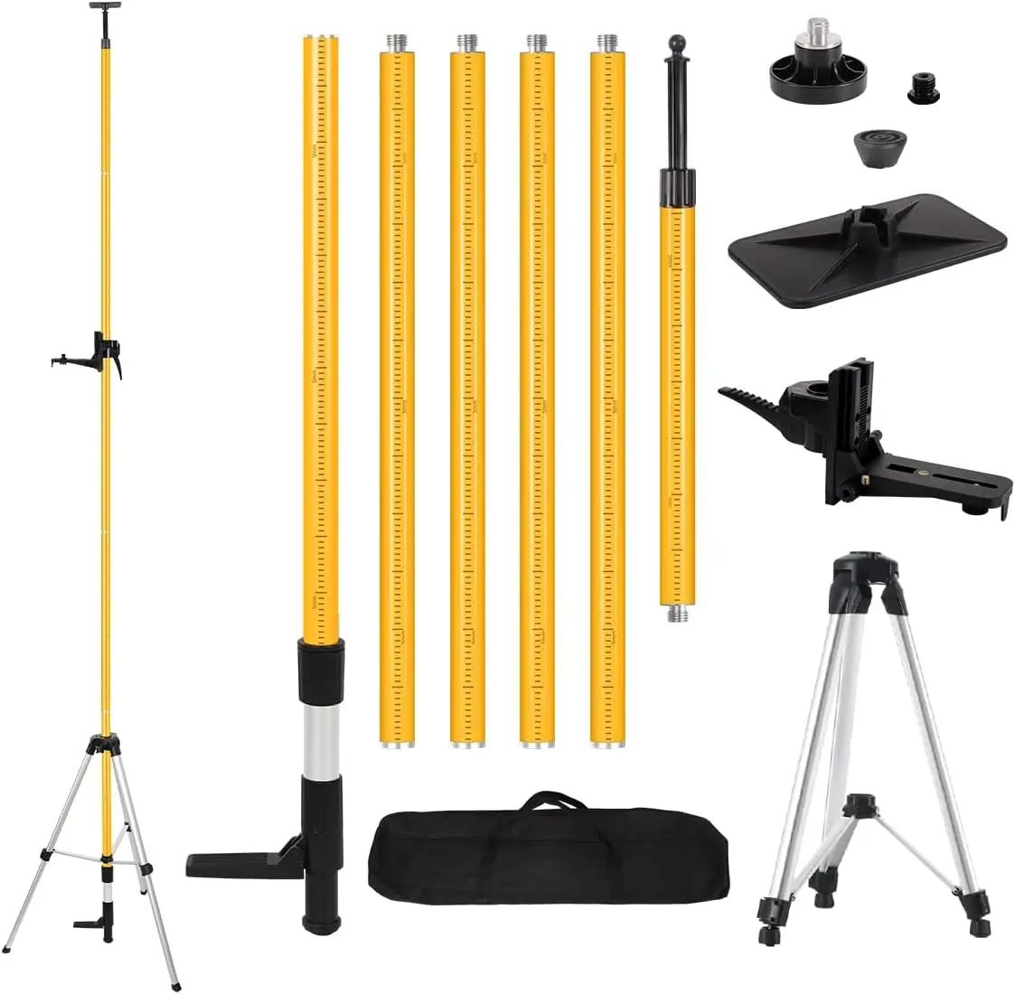 

Adjustable Laser Level Tripod, 12Ft Telescoping Pole with Extension & Wide Plate for Scanner Mount