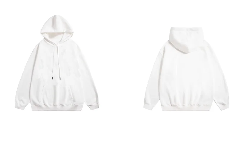 سويت شيرت بغطاء للرأس عالي التحمل 330G، هوديي كاجوال بطباعة صورة ظلية على شكل أوراق شجر مع حاشية برباط