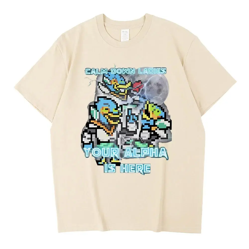 Y2k Lustige Meme-T-Shirts „Beruhigt euch, Damen, euer Alpha ist da“ Berdly Deltarune Accessoires T-Shirt Lässiger Print T-Shirt Kleidung Unisex – Detail 4
