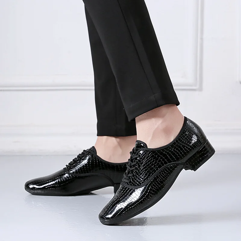 أحذية الرقص الرجالية المصنوعة من الجلد الأسود للاستخدام الداخلي/الخارجي ونعل ناعم من التانغو السالسا ذات الطابع اللاتيني للرجال #5