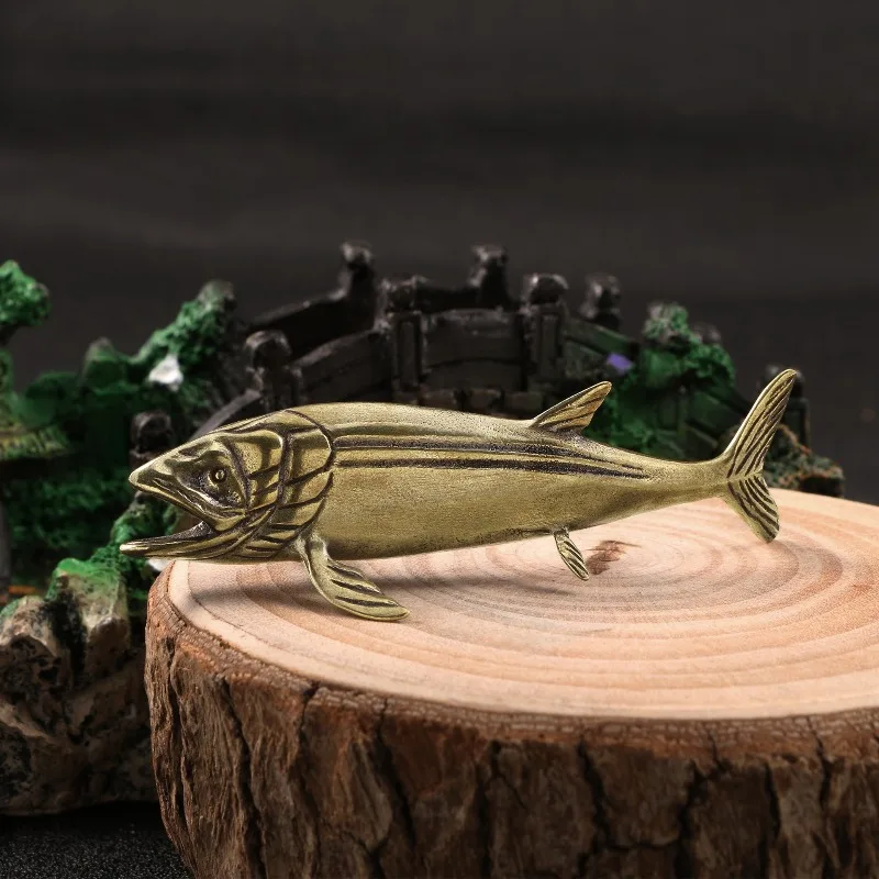 Prehistoric Leedsichthys Brass Feng Shui Money Attracting Tea Pet Desktop Ornament Golden Arowana