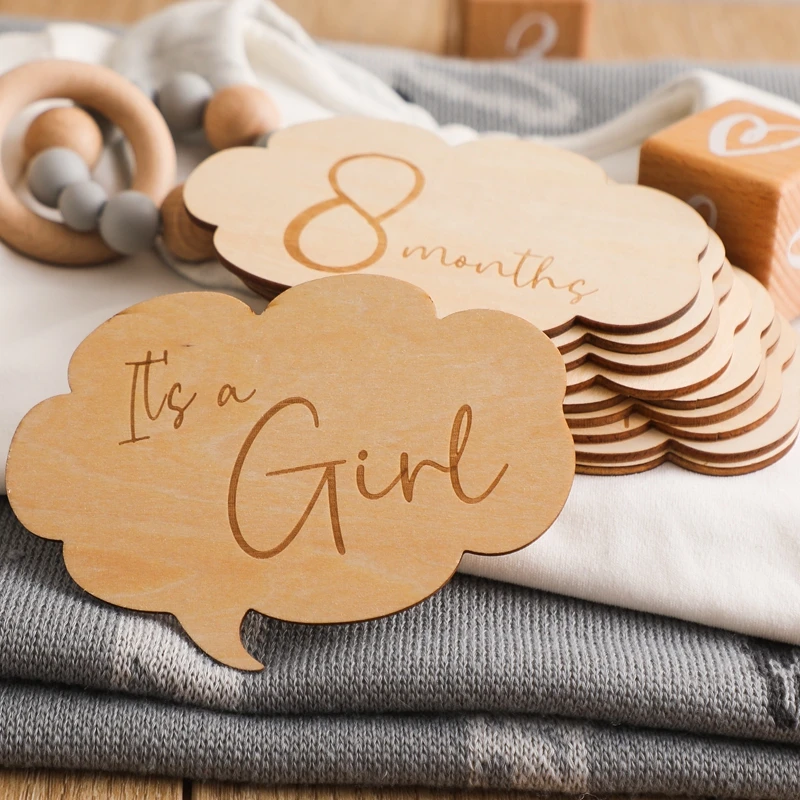 Baby Wooden Milestone Cards Cute Cloud Shape Monthly Memorial Milestone Photography Photo Accessories For Newborn Birth Gifts