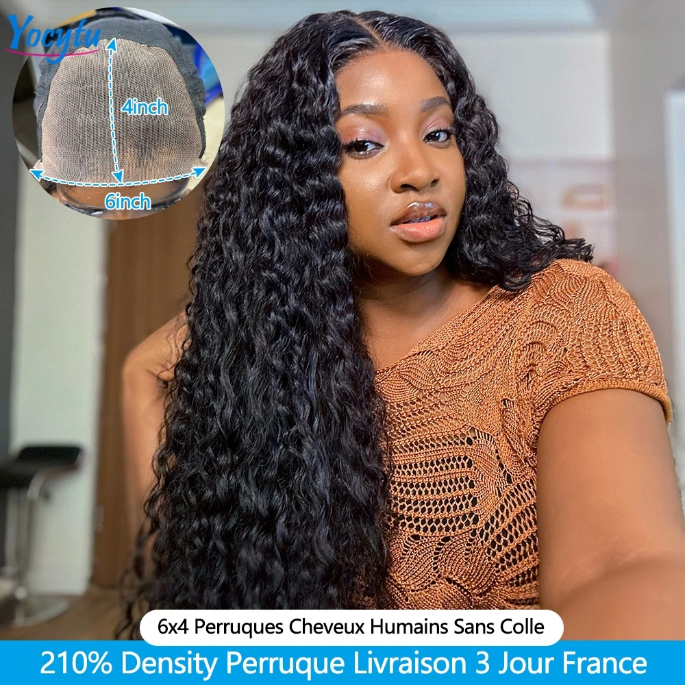 26 28 30 Inch Wear And Go Glueless Human Hair Wig 6x4 Curly Human Hair Wig Glueless Wigs Human Hair 210% Density Water Wave Human Hair Wig YOCYTU Brazilian Wigs Human Hair Glueless 3 Days France Fast Shipping