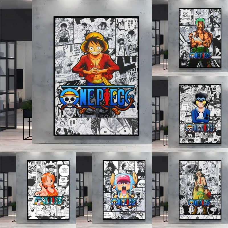 

One Piece Luffy Decorative Painting Anime Character Wall Art Manga - Style Design for Home Decor Perfect for Otaku Fans