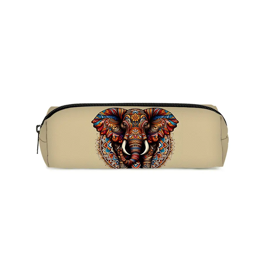 Elephant Single Layer Printed Pencil Case for Boy/Girls Best Gifts 2D Flat Cartoon School Supplies Pen Bag for Children