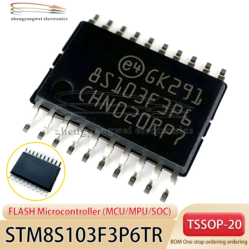 5PCS STM8S103F3P6TR TSSOP-20 code 8S143F3P6 16MHz/8KB flash/8-bit microcontroller MCU