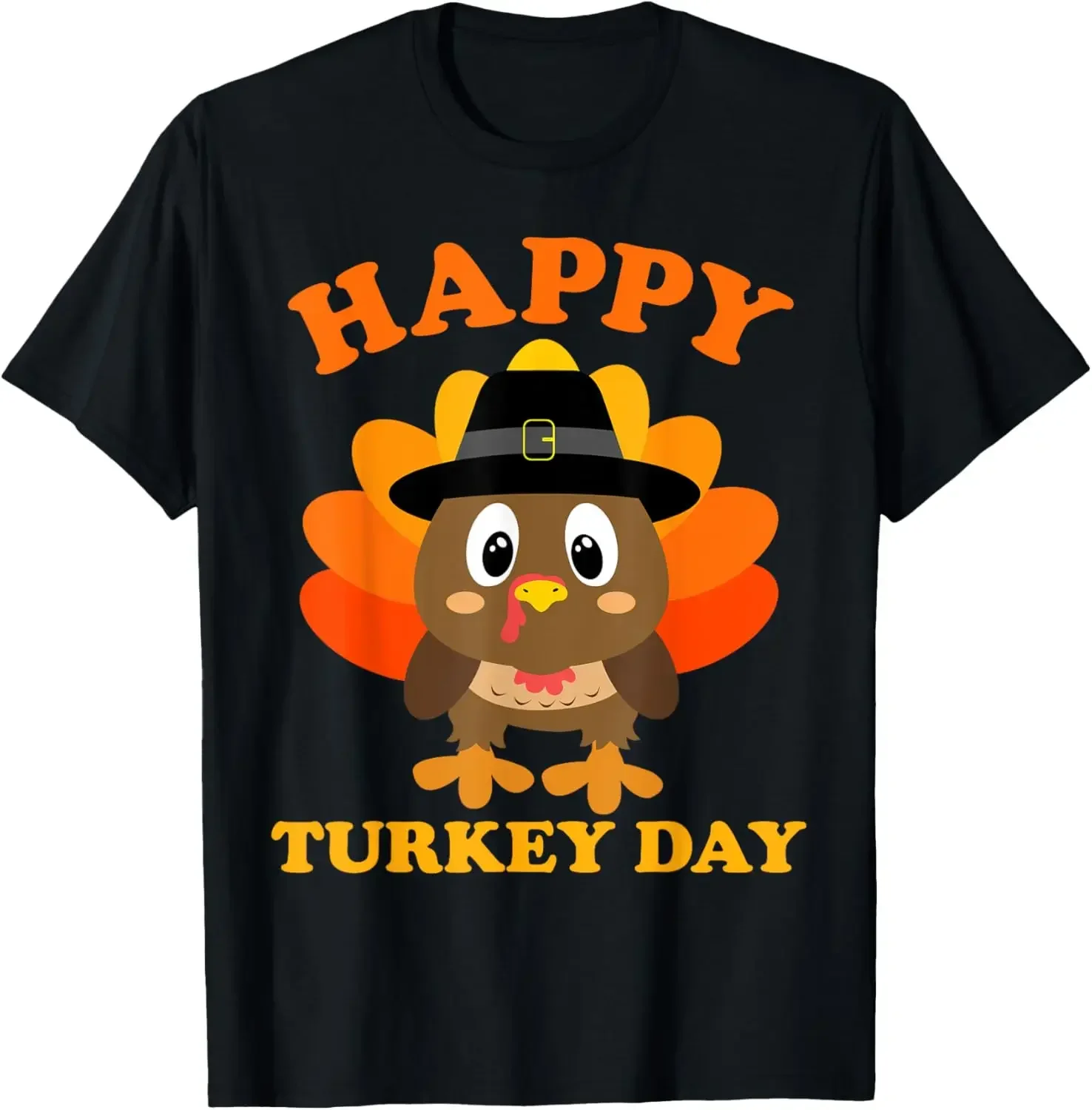 Happy Turkey Day Shirt Cute Little Pilgrim Gift Thanksgiving T-Shirt High Quality Cotton  Unisex  Funny Tshits Children Anime