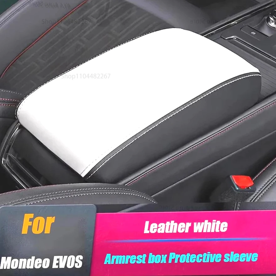 

For Ford Mondeo EVOS 2022 2023 Leather Auto Center Armrest Cover Surface Trim Car Central Control Armrest Box Accessories