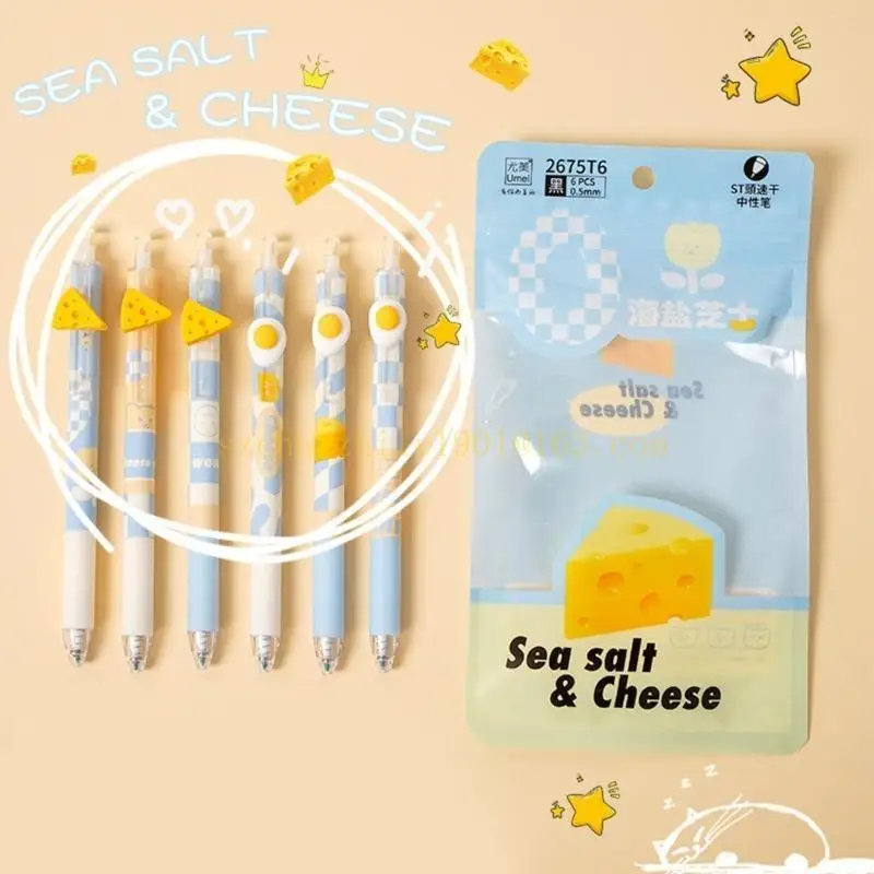

6 Pcs Sea Salt Cheese Neutral Pens Pens Retractable Gel Pens，0.5mm Pens School Supplies for Journaling Writing