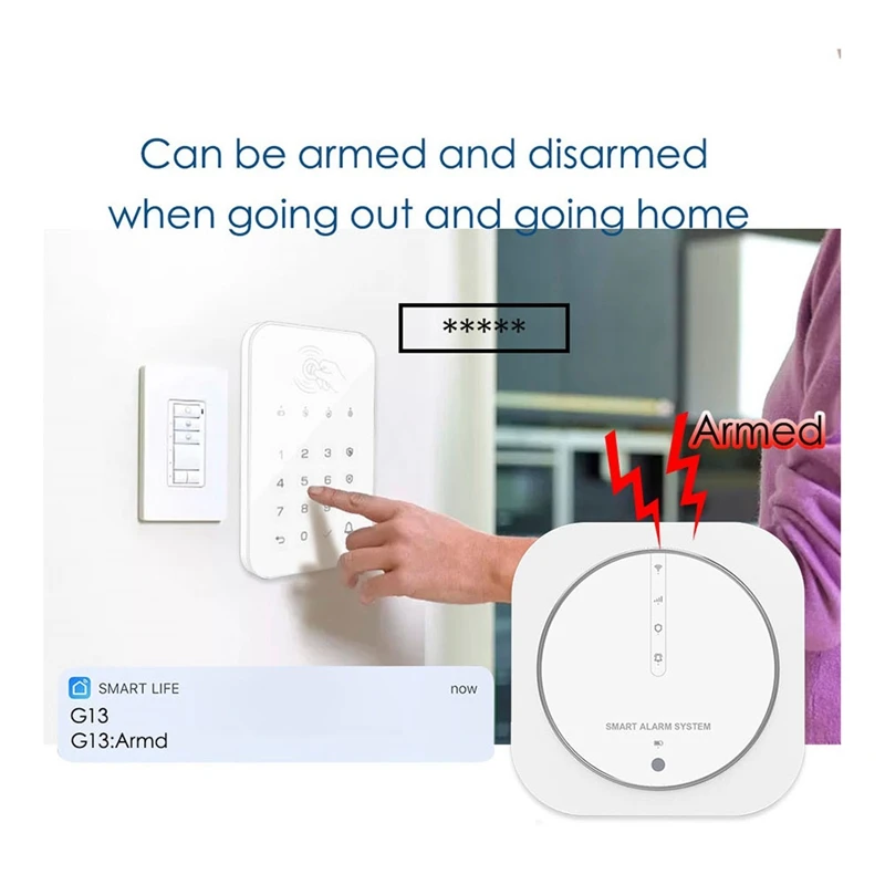 Graffiti Burglar Alarm Intelligent WIFI+GSM Dual Network Alarm System Home Multifunction Screenless Alarm Host