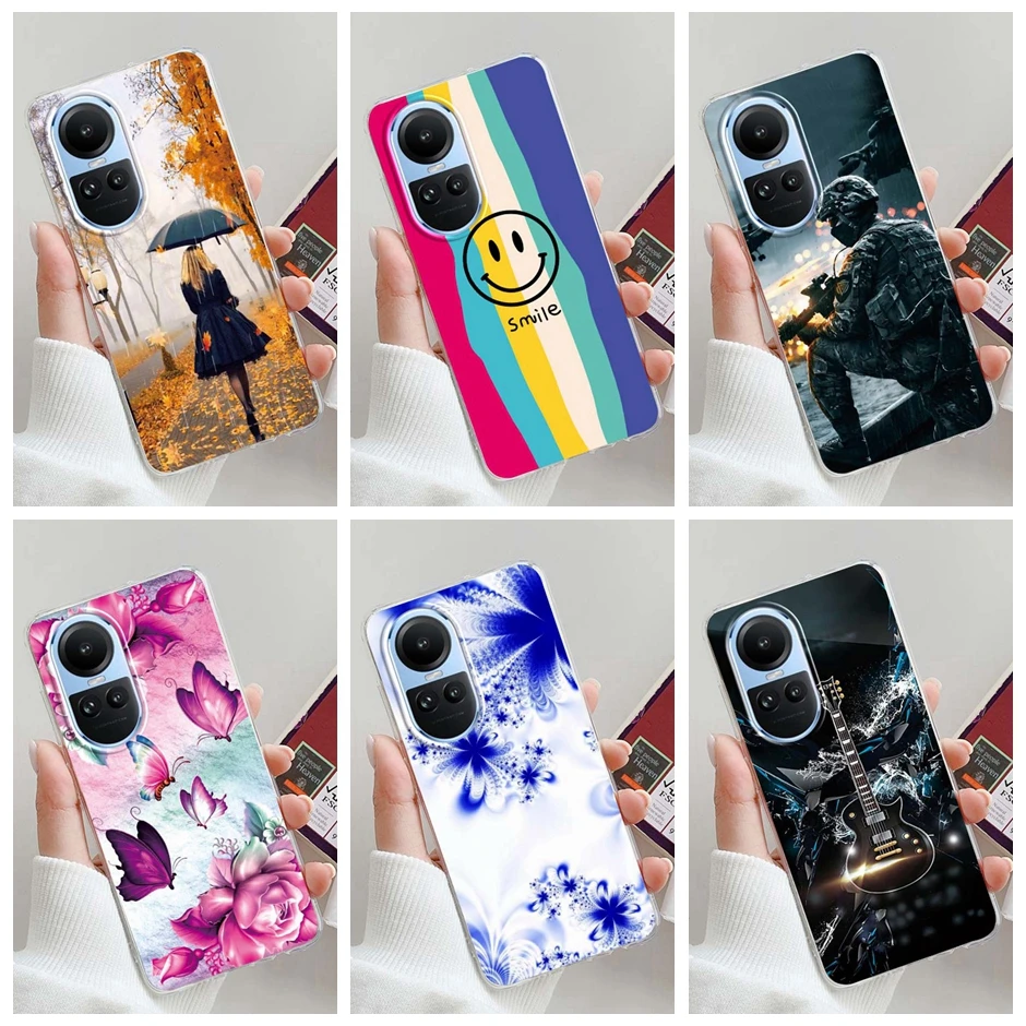 For Oppo Reno10 Case CPH2531 Cartoon Soft Silicone Clear TPU Phone Cover for OPPO Reno 10 Reno10 Pro Reno10pro Cases Funda Coque