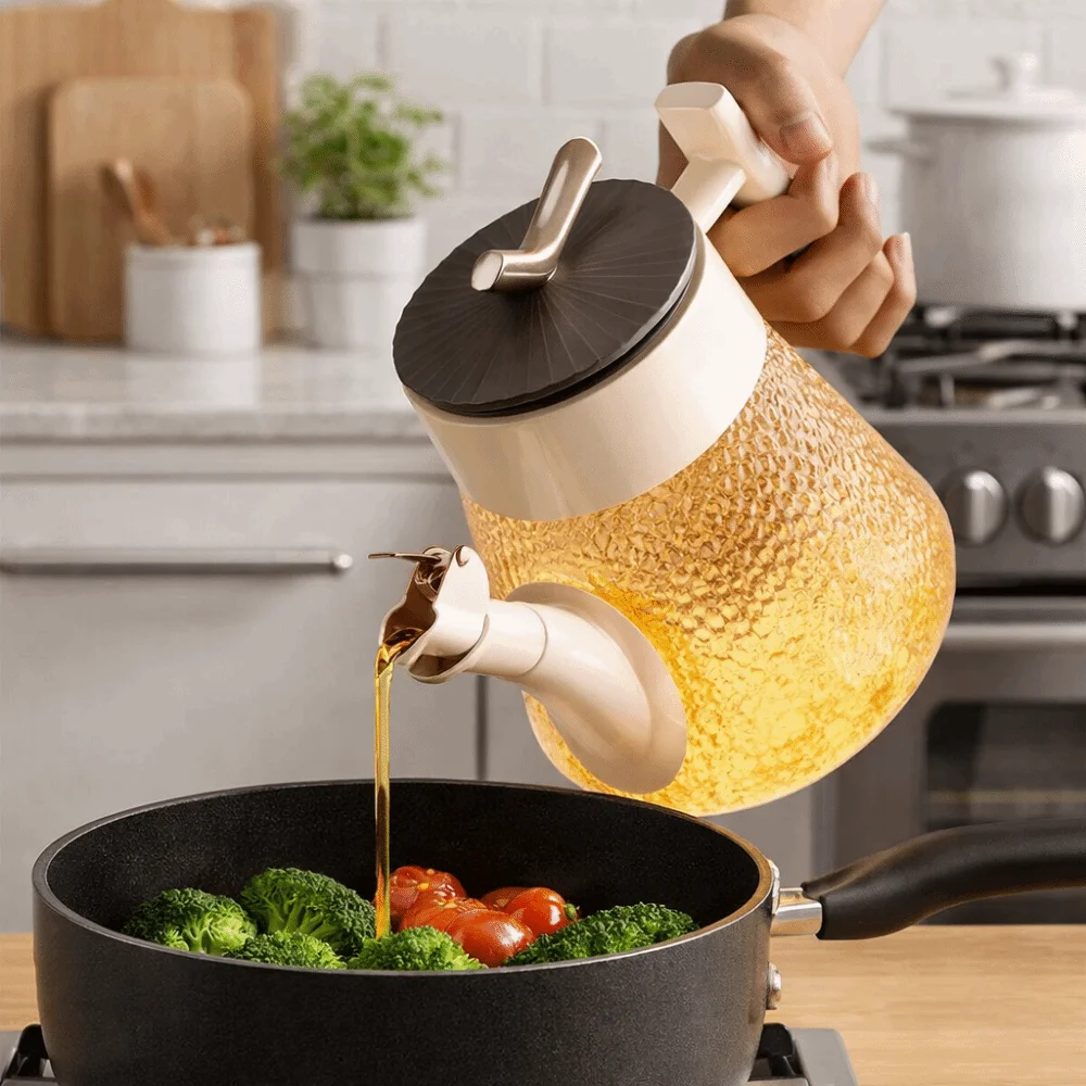 

Бутылка для масла из пищевого стекла с носиком-дозатором, утолщенная, большой емкости, с кисточкой для масла, для соевого соуса, бытовая