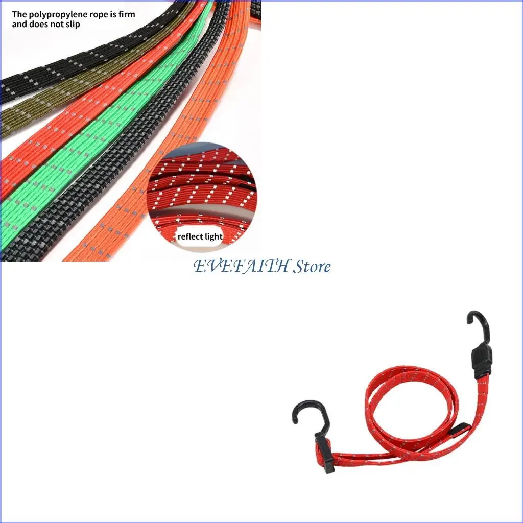 

124B Lashing Rope Cargo Fixing Belt Wear-Resistant Motorcycle Luggage Rope Cord Bike Luggage Strap with Hooks High Elastic