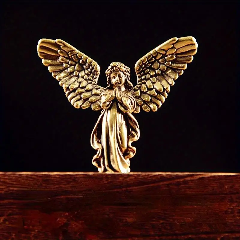 1Pc Antique Copper God of Love Cupid Statue Small Brass Angel Figurine Desktop Decor Home Accessory