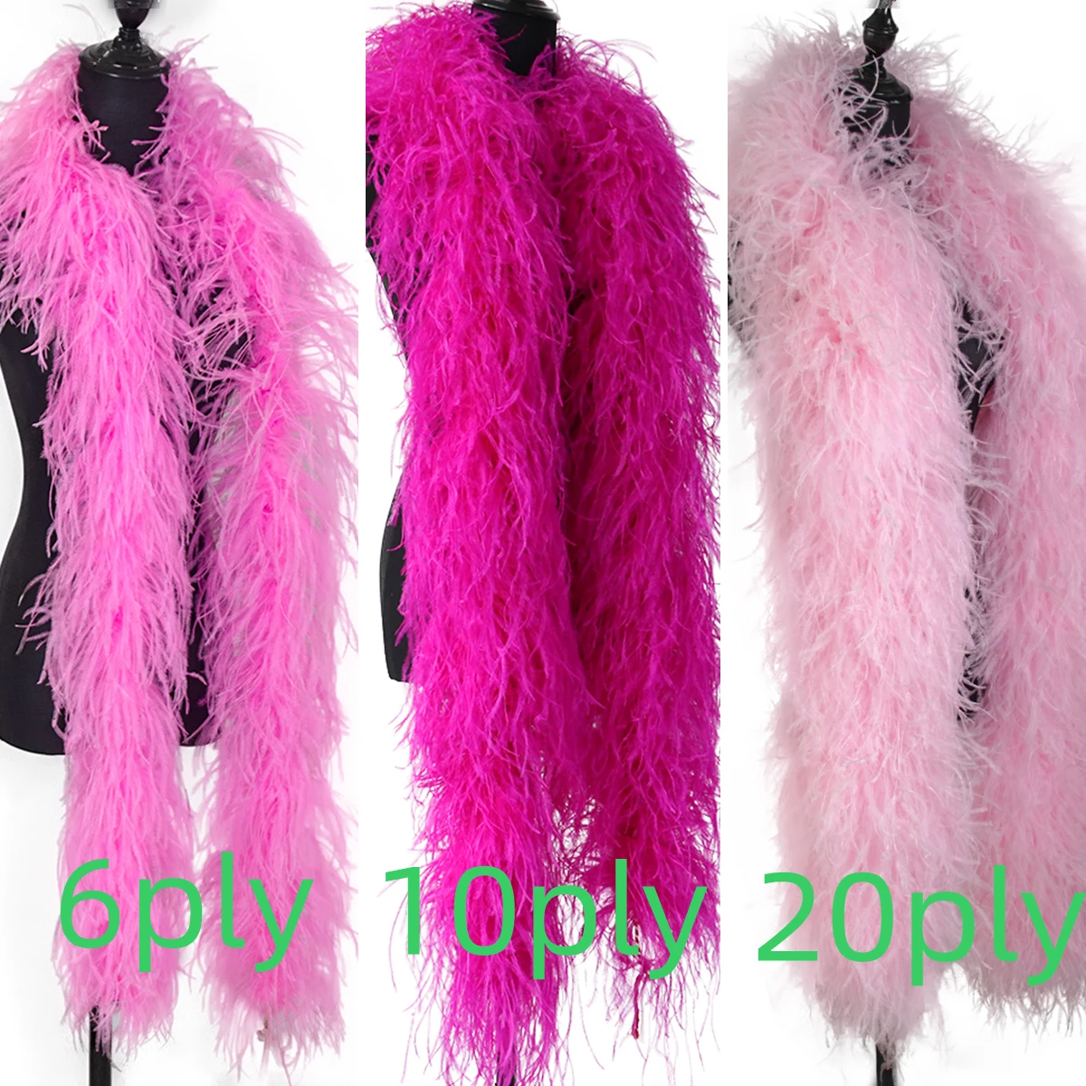 

6 10 20ply Natural Ostrich Feathers Boa 2M Ostrich Trim for Costume Clothing Wedding Dress Plumas Shawl Scarf Cosplay Decoration