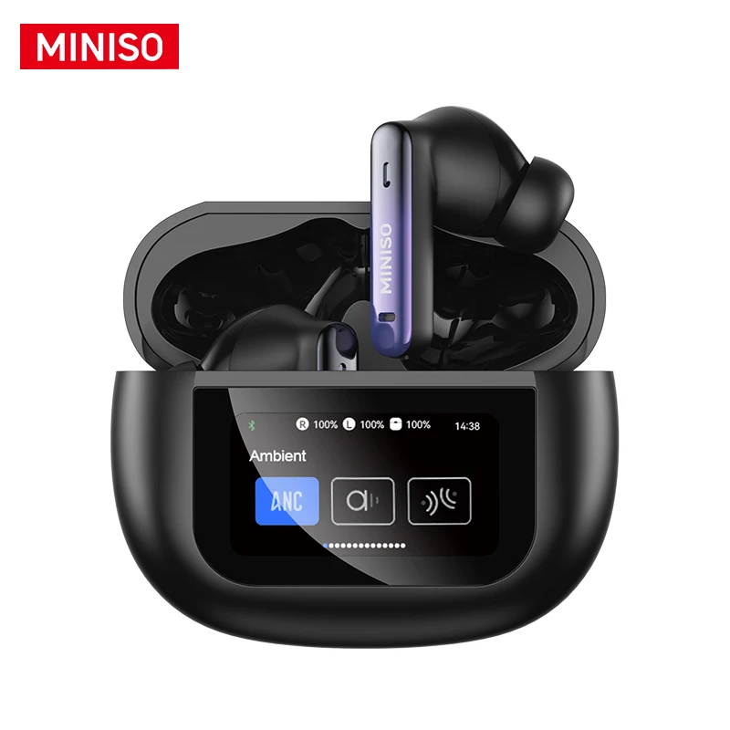 MINISO X25 Wireless Bluetooth 5.4 Earphones Touch Screen Sports TWS Headphones With Mic Touch Control Noise Cancelling Earbuds