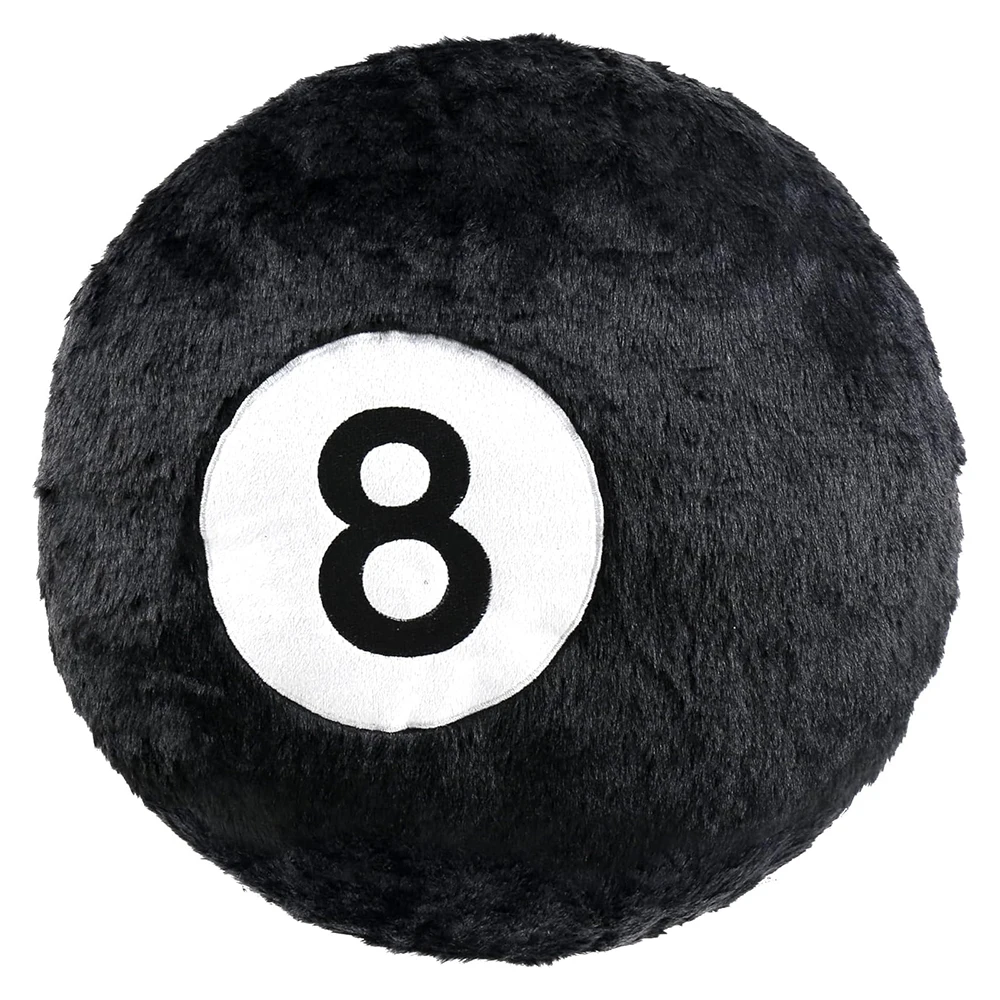 Cojín decorativo de 35 cm con diseño de bola de billar negra, cojín de peluche deportivo para el hogar, sofá, dormitorio y sala de estar.