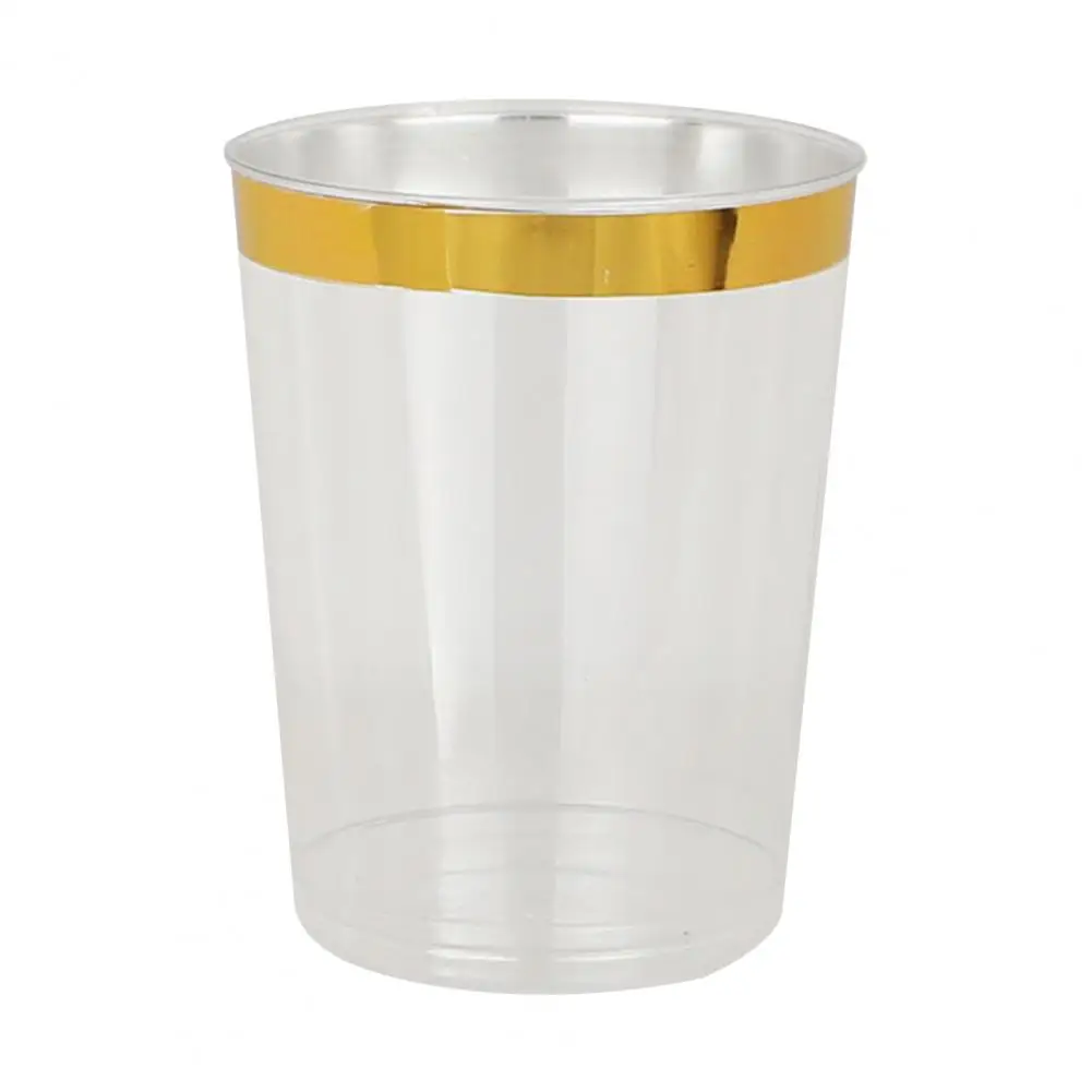 Hot Drink Cups Elegant Gold Rimmed Cocktail Glasses for Parties Weddings 50 Pack of Heavy Duty 10oz Wine Glasses for Birthdays