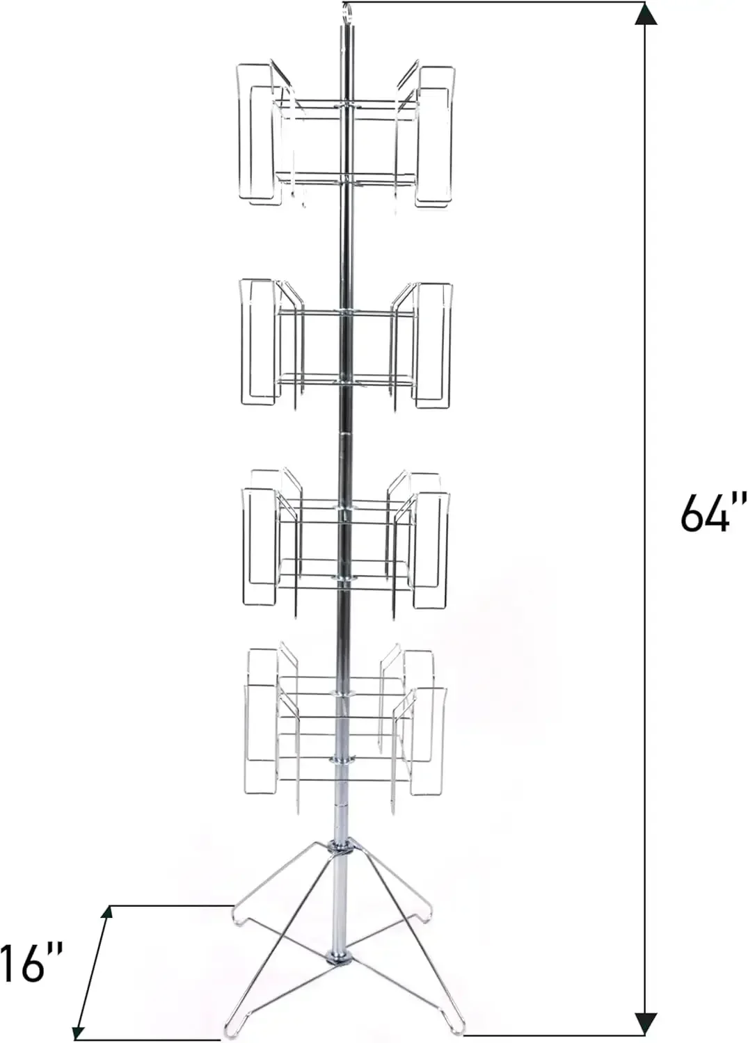 SSWBasics 4-Tier Chrome Rotating Standing Literature Rack - 64'H x 16