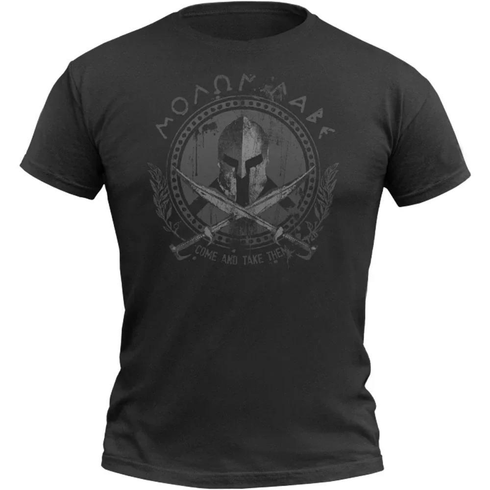 Premium Cotton Short Sleeve O-Neck Mens T Shirt New S-5XL Molon Labe - Come and Take Them. Spartan Helmet Cross Sword T-Shirt.