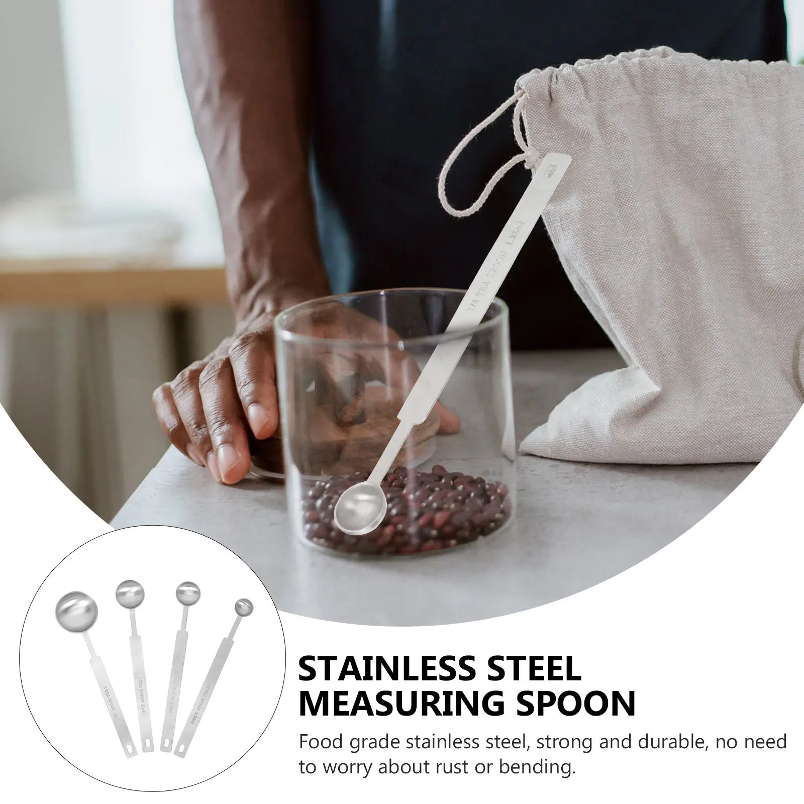 

4Pcs Measuring Spoons Stainless Steel Set Kitchen Baking Coffee Flour Powder Precise Measuring Scoop Coffee Spoon