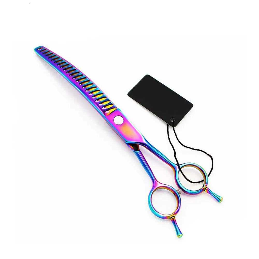 Profesional High Quality Stainless Steel Pet Grooming Curved Thinning Shear Curved Scissors for Dogs Chunker Shear