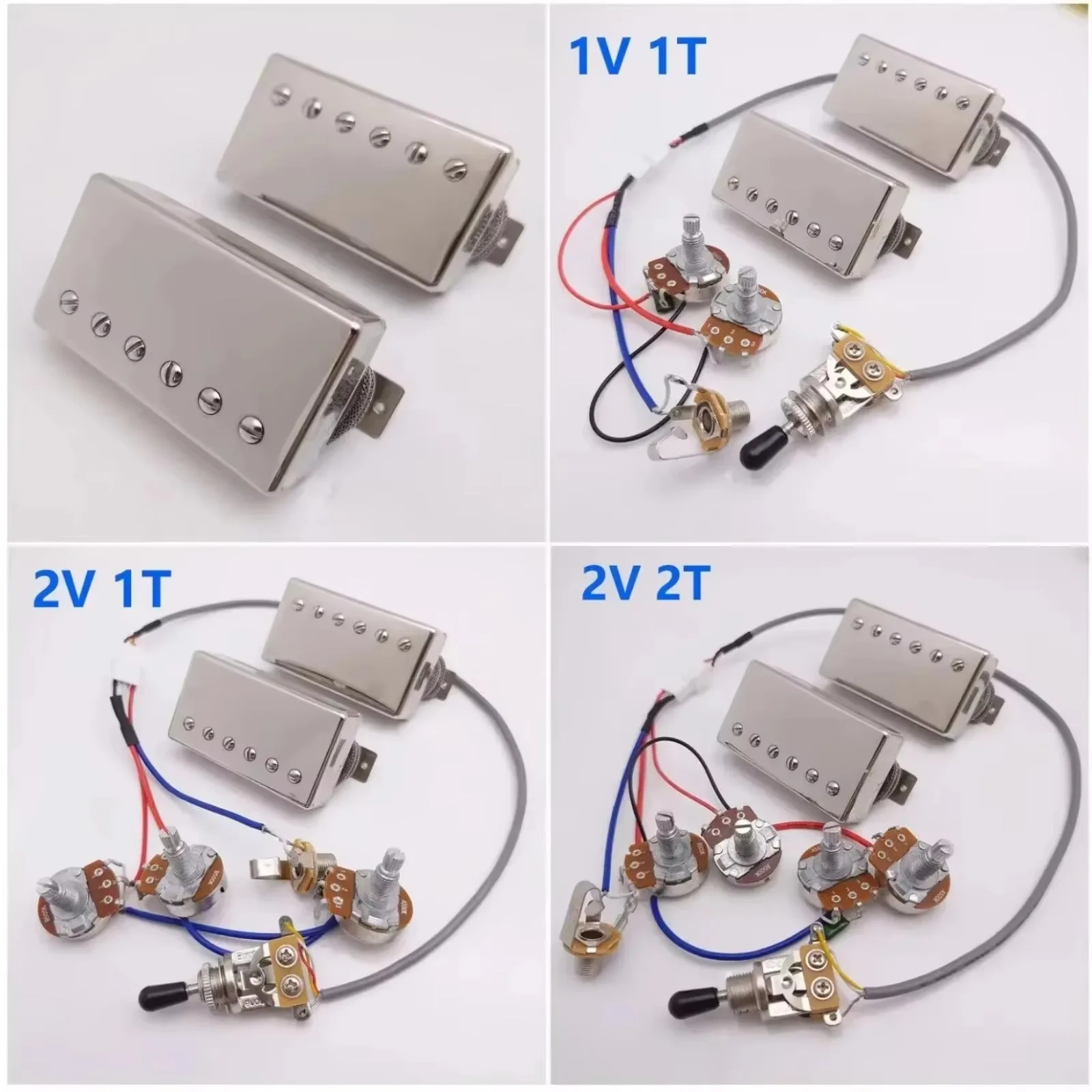 Vintage Alnico V PAF Style Humbucker Pickup Set Chrome Neck Bridge 2 Wire for LP Style Electric Guitar