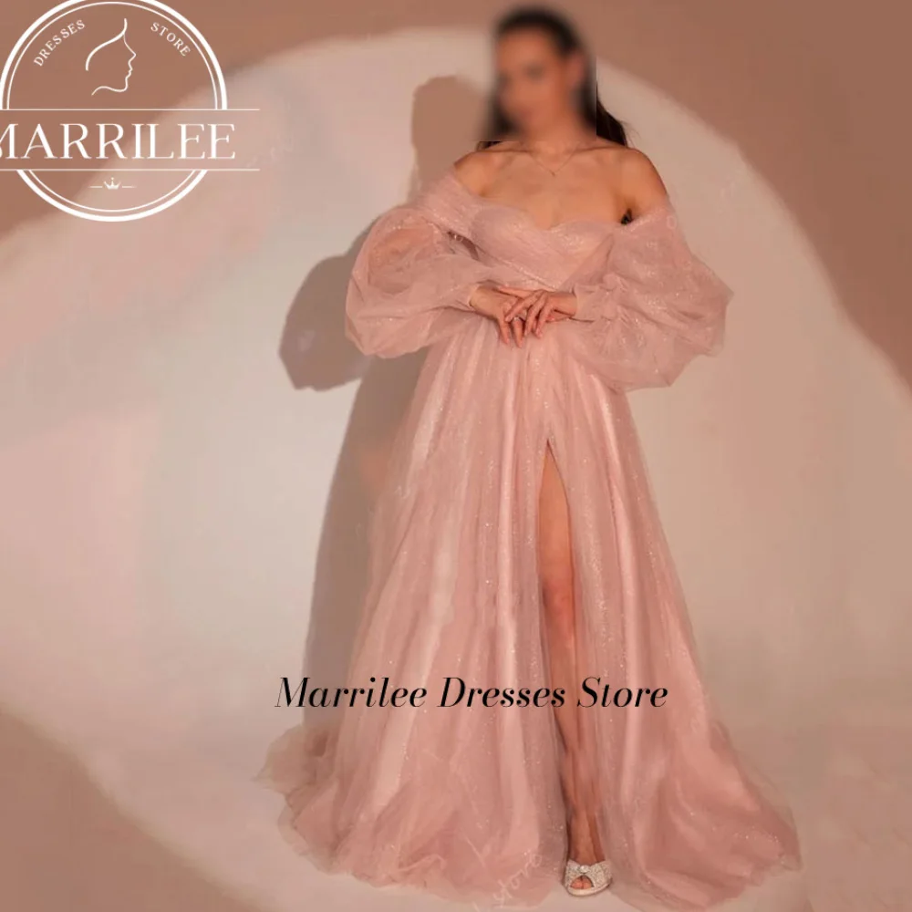 

Marrilee Pink Evening Dress Glitter Sweetheart Bridal Dressing Gown For Woman Photo Shoot Side Split Lace Up Party Dresses 2024