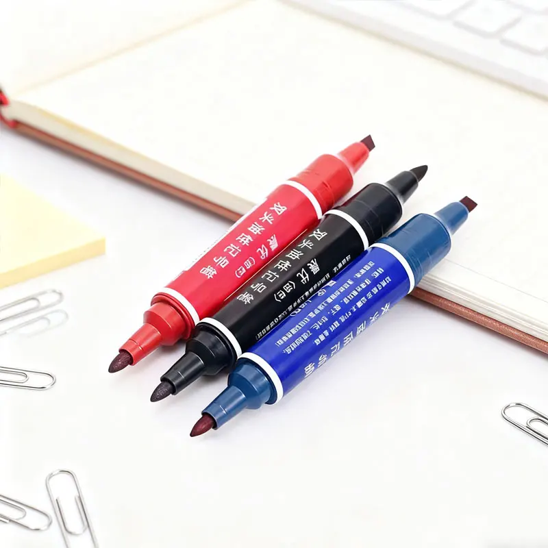 5 Markers Double-headed Permanent Markers Black Red and Blue Oil 2mm/6mm Waterproof Quick-drying Stationery Markers Art Supplies