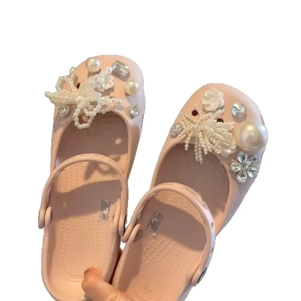 Resin+Rhinestone Shoe Charms Set DIY Butterfly Bow Flower Style Clog Charms Detachable Ballet Shoe Charms Perforated Shoes