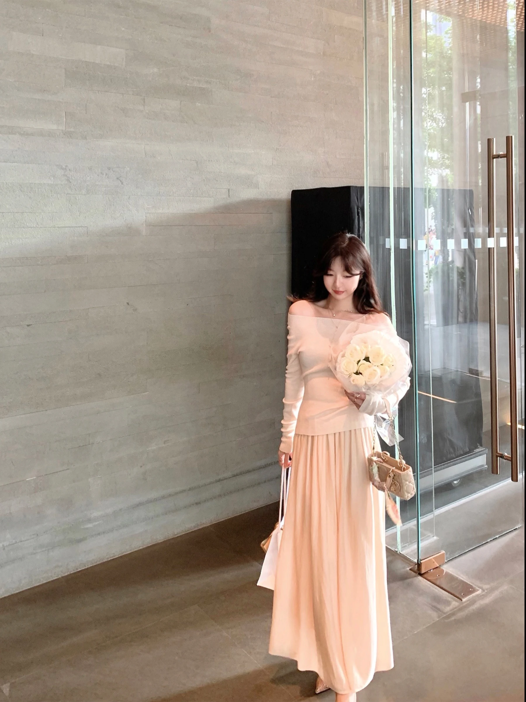 

Zhaobao Ni Strlined Silk Knitted Skirt Women's High Waist Midi Skirt Autumn New Sle Ele Lady Commute Sle