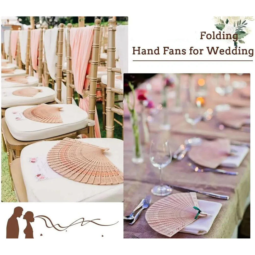 مروحة يدوية لحفلات الزفاف ديكور حفلات البكالوريوس من الخيزران مراوح قابلة للطي للعروس لتكون وصيفة العروس وحفلات الزفاف هدية أم العروس #4